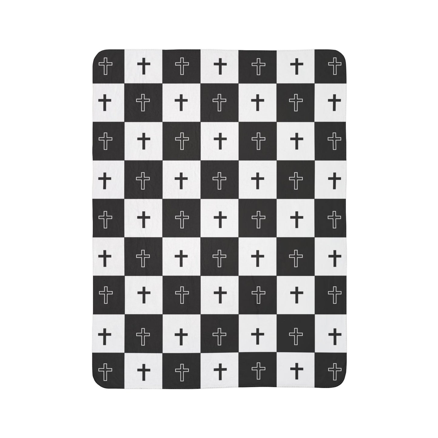 Checkered Cross Fleece Sherpa Blanket